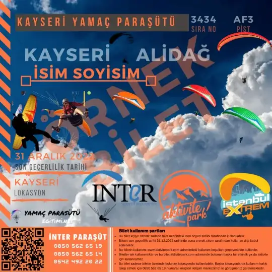 Kayseri Yamaç Paraşütü